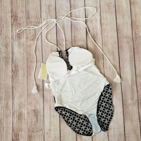 Michael Kors Rope Geo Print Plunging Neckline One-Piece Swimsuit - Picture 10 of 15